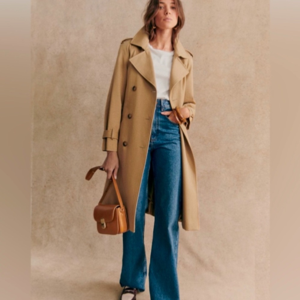 Sezane Scott Trench Coat in Camel